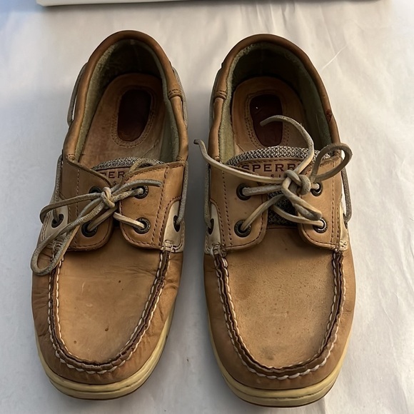 Sperry Top Sider Songfish leather woman’s lace up loafers sz 7 M linen oat - Picture 10 of 10